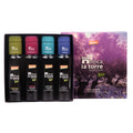 Finca La Torre Bio extra virgin olive oil Harvest 2025 tasting pack with four 100ml bottles: Hojiblanca, Arbequina, Cornicabra and Picudo